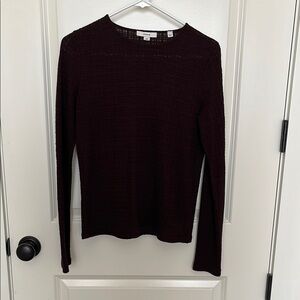 Vince Burgundy Fitted Ribbed Long Sleeve Top barely used